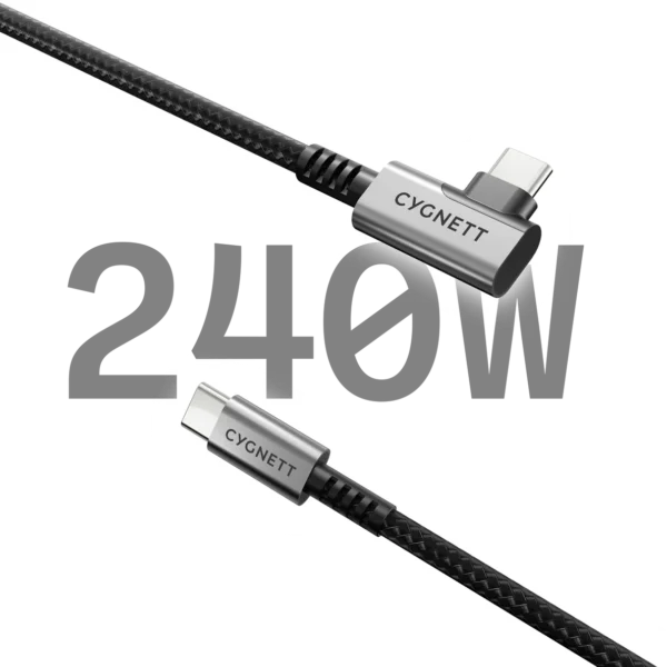 CYGNETT Right Angle USB-C to USB-C Cable - 1M - Image 2