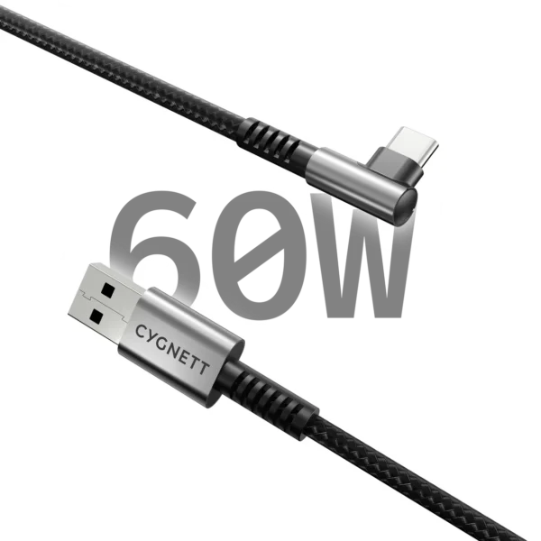 CYGNETT Right Angle USB C to USB-A Cable - 1M - Image 3