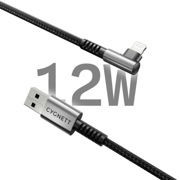 CYGNETT Right Angle Lightning to USB-A Cable - 1M - Image 3